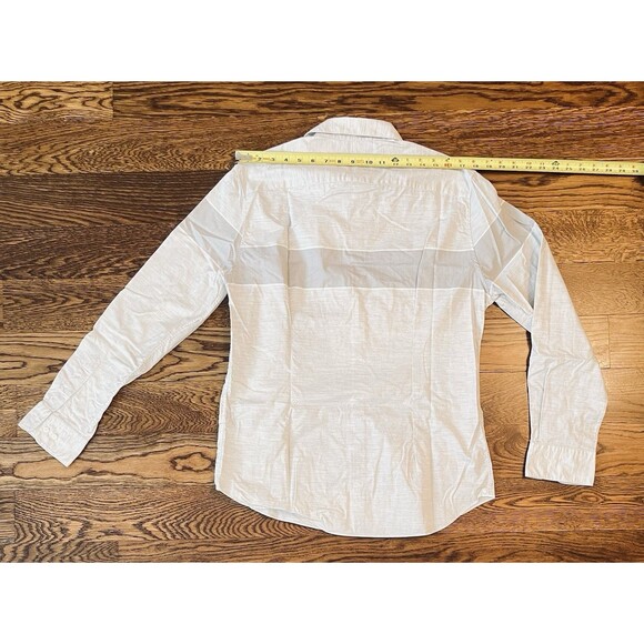 Saks Fifth Avenue Men’s Shirt L Gray Cotton Long Sleeve Colorblock Stripe Casual - Picture 4 of 9